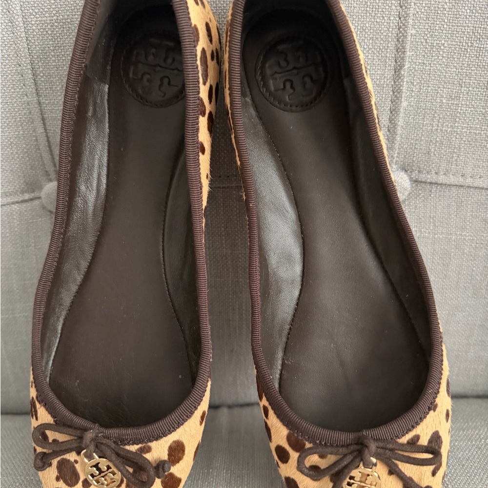 Tory Burch Tan Leopard Print Flats